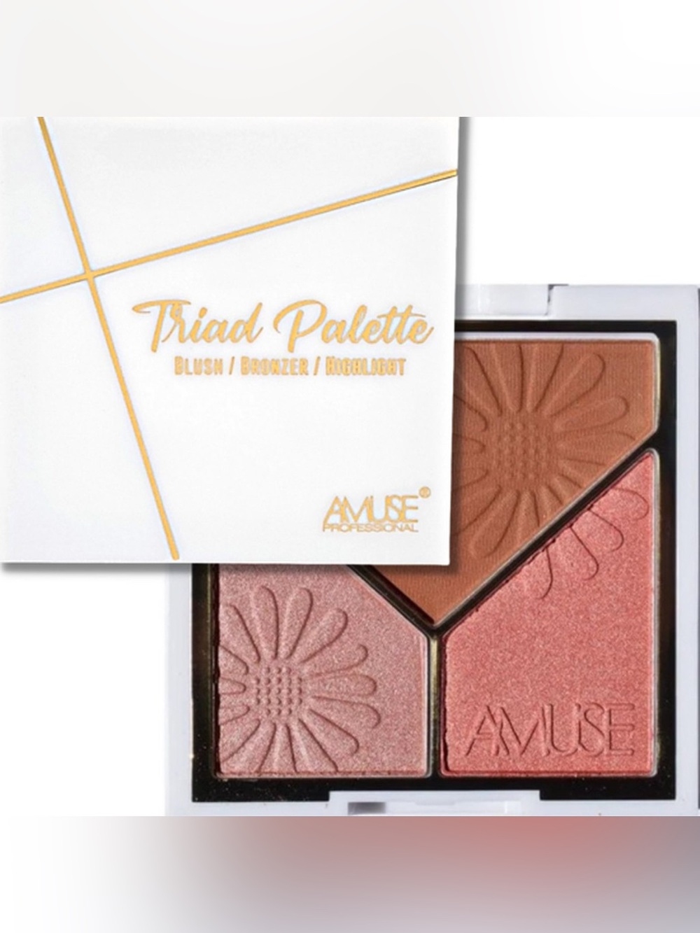 🆕 Amuse Triad Face Palette - Blush/Bronzer/Highlight - 02 - Head Over Heels